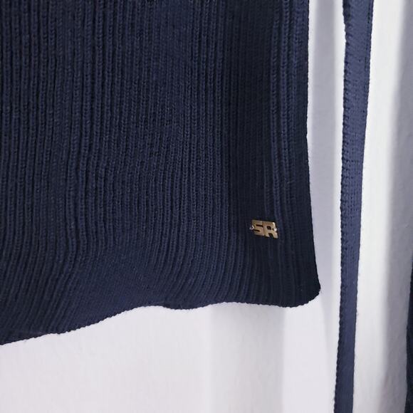 Sonia Rykiel Black Wool Blend Wrap Cardigan Ruffle Knit Sweater S - Picture 9 of 13